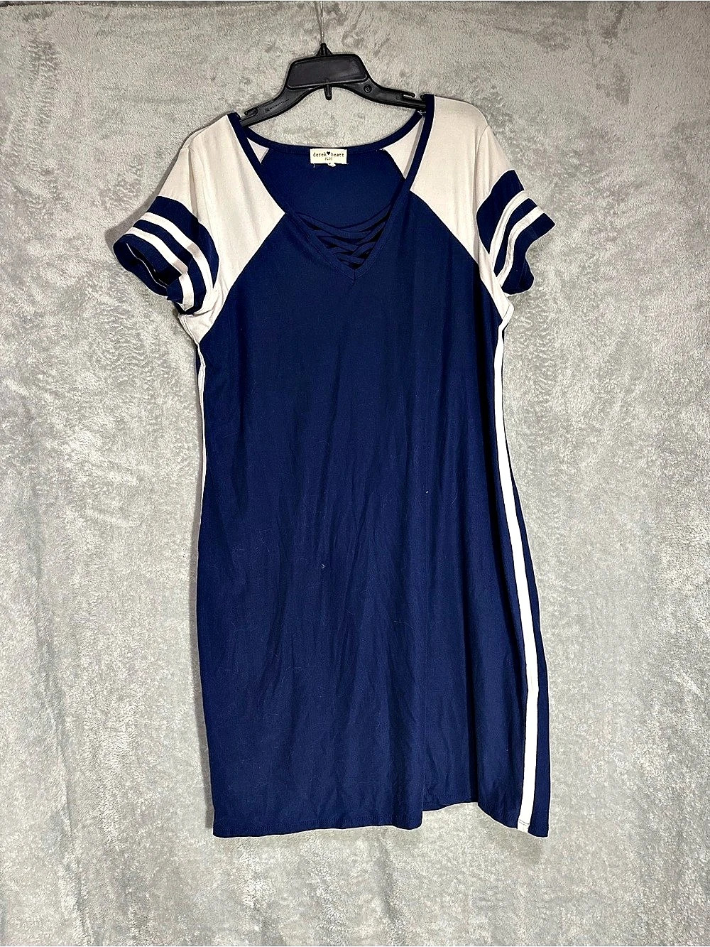 Derek Heart Color Block Lace-Up Maxi Dress Blue & White 1X Like New